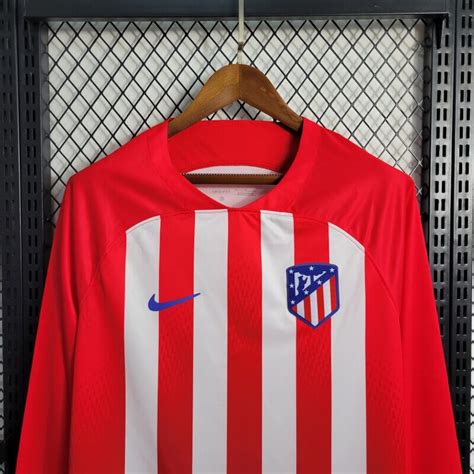 Atletico Madrid 2023 Home Long Sleeve Men Soccer Jersey - Zorrojersey ...