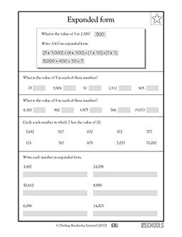 Expanded form, 4th grade | 4th grade Math Worksheet | GreatSchools