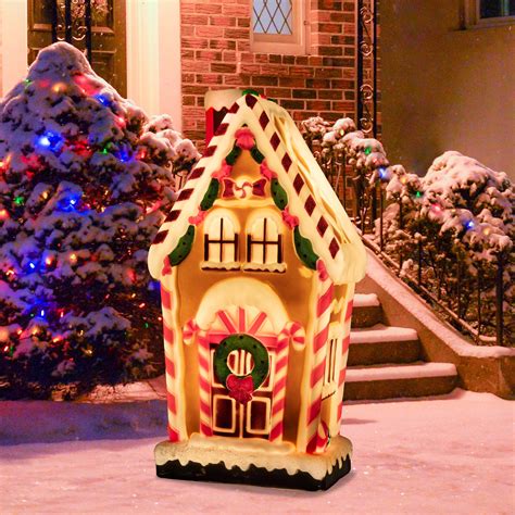 Northlight 36” Lighted Retro Style Blow Mold Gingerbread House Outdoor Christmas Decoration ...