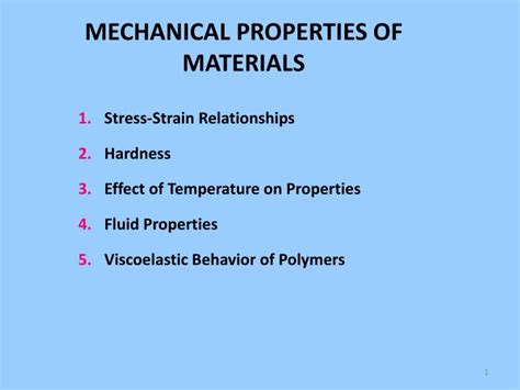 PPT - MECHANICAL PROPERTIES OF MATERIALS PowerPoint Presentation, free ...