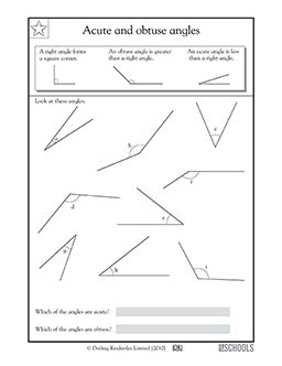 Acute and obtuse angles | 4th grade Math Worksheet | GreatSchools