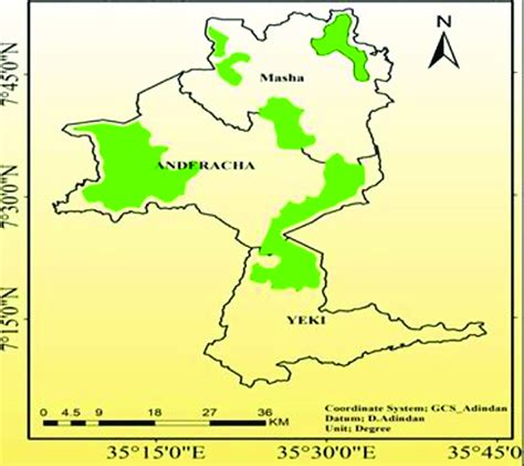 Map of biosphere reserve of Sheka zone (core area). Source; Sheka zone ...