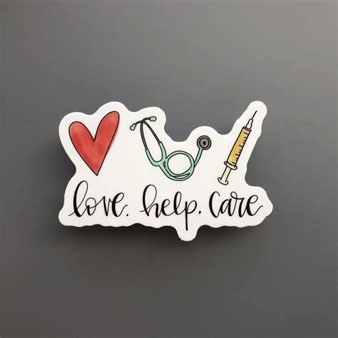 Love. Help. Care. Sticker | Medical stickers, Nursing wallpaper, Nurse art