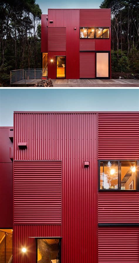 11 Red Houses And Buildings That Aren't Afraid To Make A Statement | Red corrugated metal siding ...