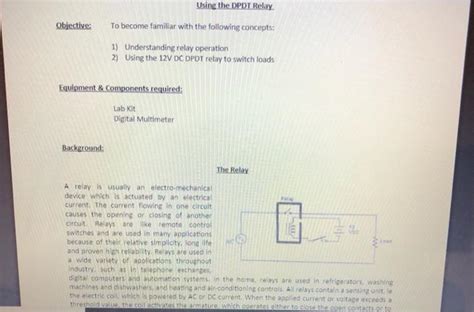 Objective: Using the DPDT Relay To become familiar | Chegg.com