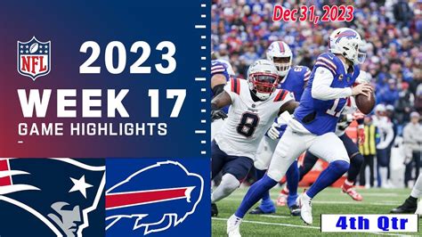 New England Patriots vs Buffalo Bills 4th-QTR FULL GAME 12/31/23 Week 17 | NFL Highlights Today ...