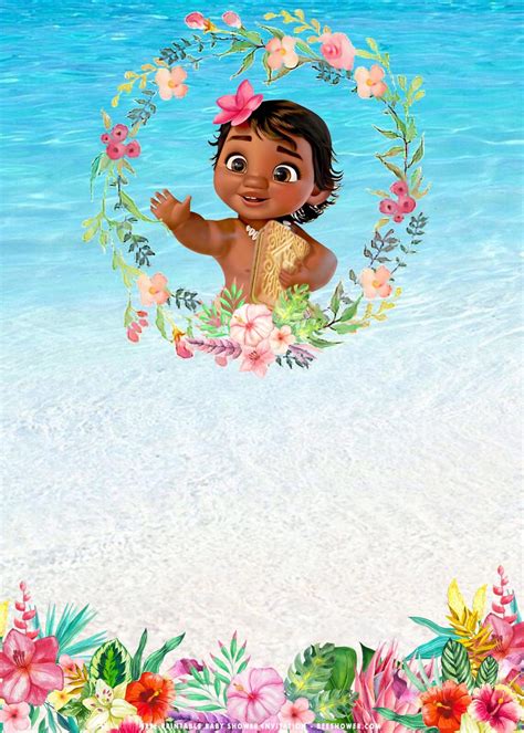 (FREE Printable) – Baby Moana Baby Shower Invitation Templates | FREE ...