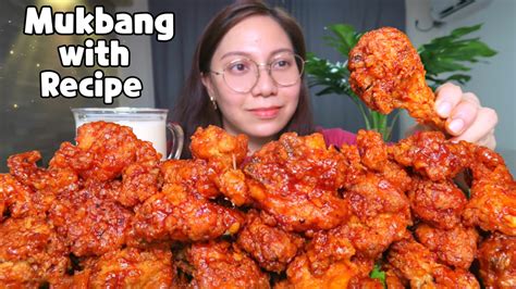 SPICY FRIED CHICKEN | MUKBANG WITH RECIPE | SPICY FRIED CHICKEN ...