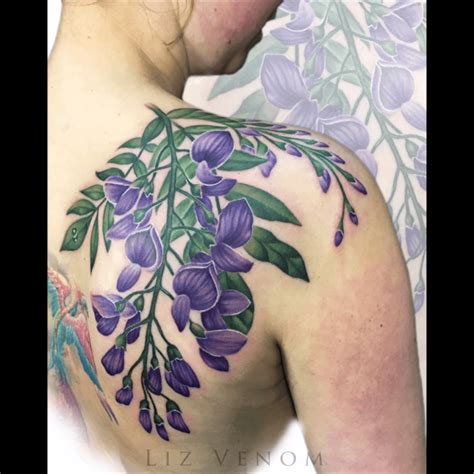 Tattoo uploaded by Liz Venom • Wisteria tattoo by Liz Venom #wisteria #shoulder #nature # ...