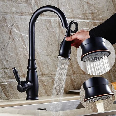 Solid Brass Drawing Type Kitchen Faucet Style Sink Kitchen Faucet Black ...