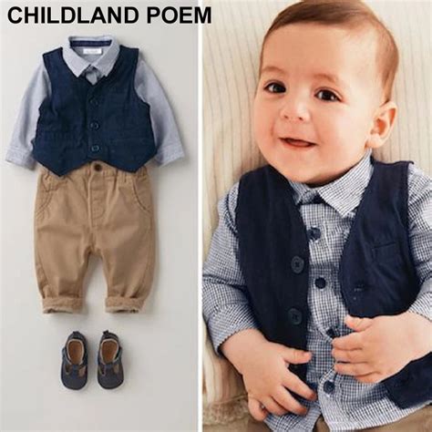 baby boys clothing set 1 year birthday clothes kids infant gentleman boy wedding Formal suit ...