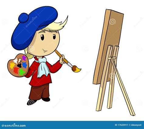 Cartoon Artist With Palette And Brush Stock Image - Image: 17625911