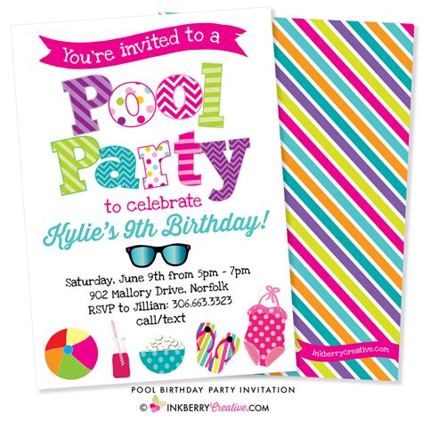 Pool Swimming Birthday Party Invitation – Inkberry Creative, Inc.