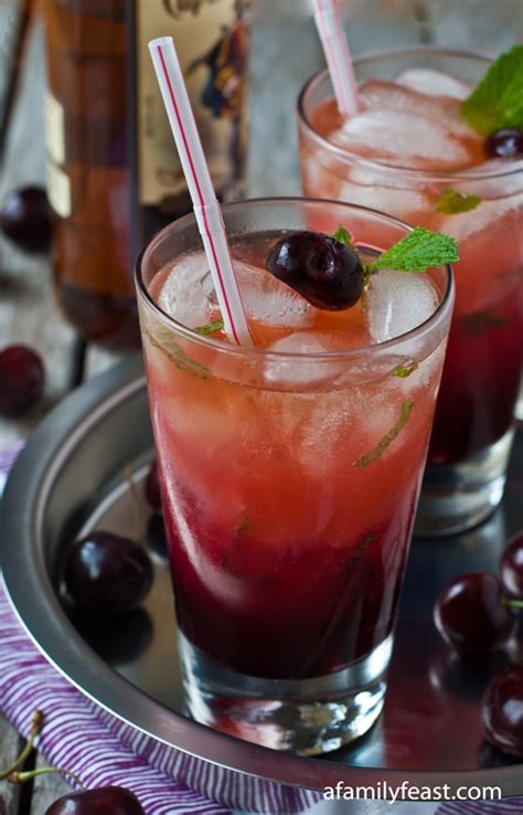 Fresh Cherry and Spiced Rum Cocktail