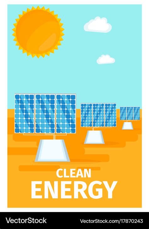 Clean energy poster with solar system batteries Vector Image