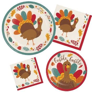 Tom Turkey Paper Plates and Napkins: Party at Lewis Elegant Party Supplies, Plastic Dinnerware ...