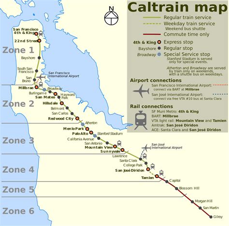 Caltrain Zone Map