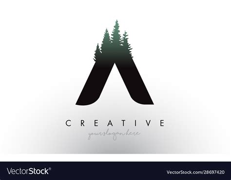 Creative a letter logo idea with pine forest Vector Image