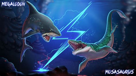 Giant Mosasaur Vs Megalodon