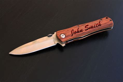 Buy Hand Made Custom Engraved Pocket Knife, Wood Handle Engraved Pocket Knife --Pk-Wood- John ...