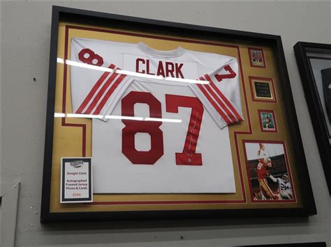 DWIGHT CLARK AUTOGRAPH FRAMED JERSEY, PHOTO, AND CARDS | RESTAURANT ...