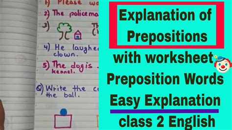 Prepositions Worksheets Grade 2