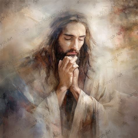 Jesus Prays in the Garden of Gethsemane, Jesus Art, Christ Portrait ...