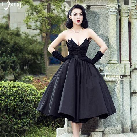 Black Vintage Strapless Evening Dress Ball Gowns Puffy Pleated Custom ...