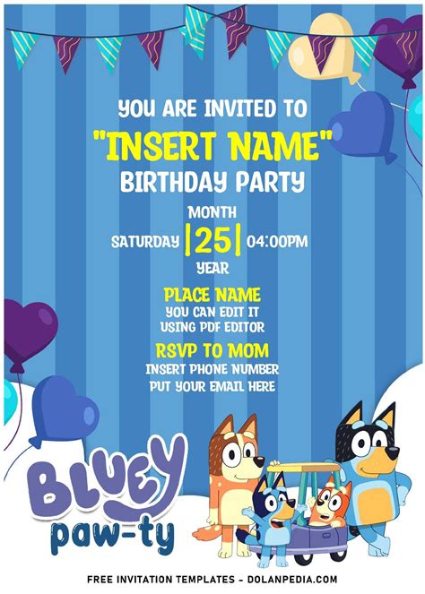 Nice (Free Editable PDF) Seriously Cute Bluey & Bingo Birthday Invitation Templates Free ...