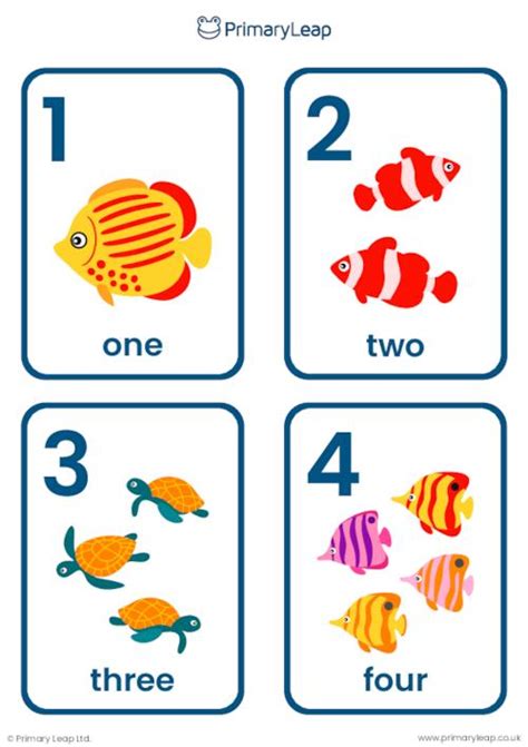 Numbers 1-10 flashcards - Sea animals