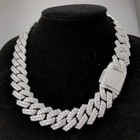 (19mm) 2 Rows Diamond Prong Link Cuban Chain in White Gold/Gold – Icedgame & Co