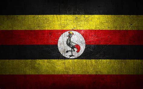 Ugandan metal flag, grunge art, African countries, Day of Uganda ...