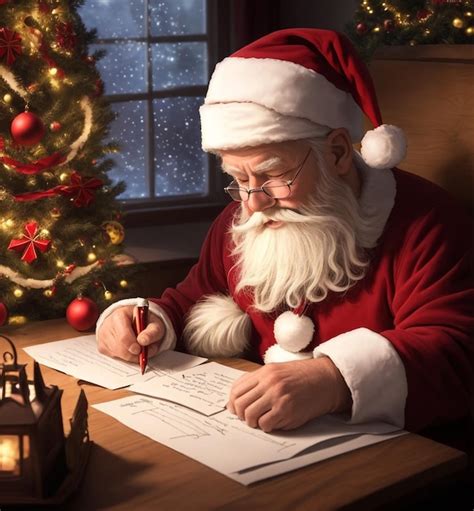 Premium AI Image | Santa claus writing gift list christmas holiday