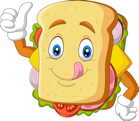 Premium Vector | Cartoon sandwich giving thumbs up