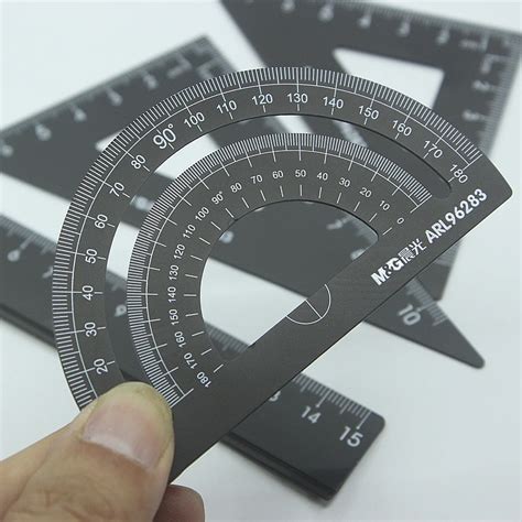 4pcs/set New Aluminum Ruler Aluminum Protractor Students Maths Geometry ...