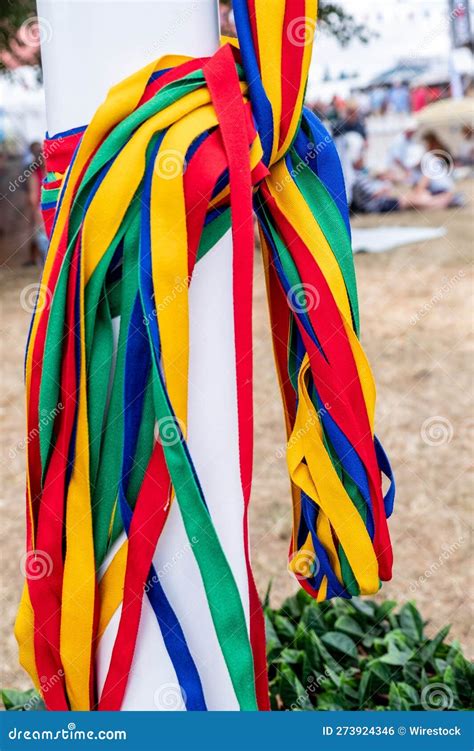 Coloured Maypole Ribbons Tied Around a Traditional English Maypole ...