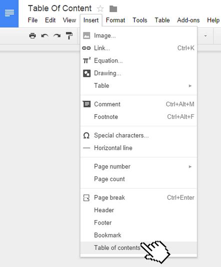 How to create a Table of Contents (TOC) in Google Docs