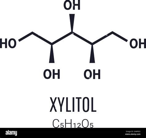 Xylitol molecular structure. Xylitol skeletal chemical formula. Vector ...