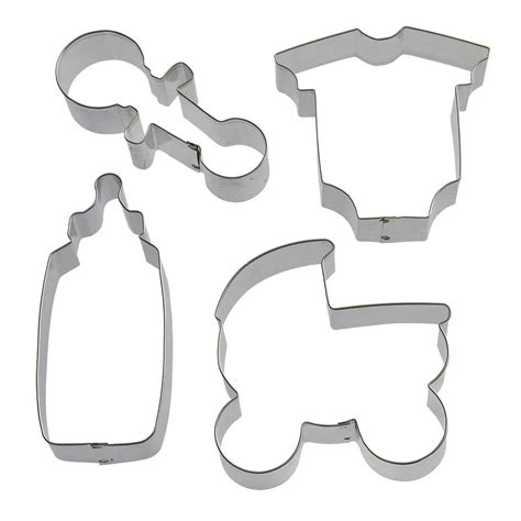 Baby Shower Cookie Cutter 4 Pc Set - Foose Cookie Cutters - US Made - 5 in Bottle, 4.25 in ...