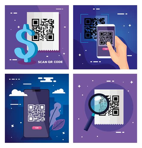 set poster of scan code qr and icons 4832897 Vector Art at Vecteezy