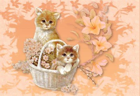 Kittens in basket - Cats & Animals Background Wallpapers on Desktop Nexus (Image 111381)