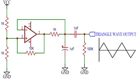 Triangle Wave Generator Circuit Diagram using Op-amp