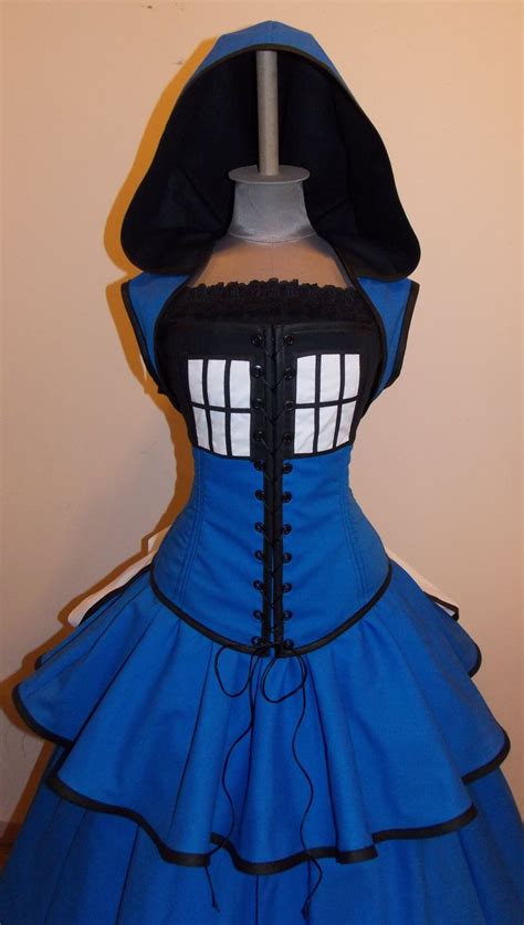 APRIL Special - TARDIS - Blue, Black, and White Full Bustle Gown ...