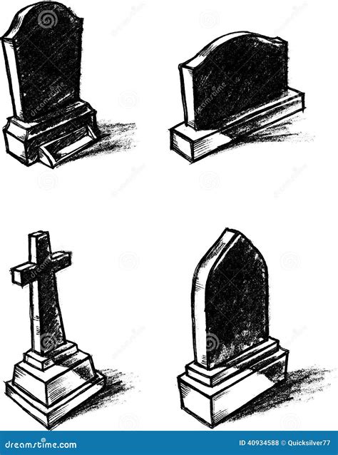 Gravestone Shaded Sketch Stock Vector - Image: 40934588