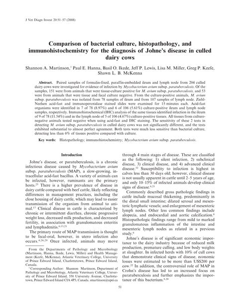 Comparison of Bacterial Culture, Histopathology, and Immunohistochemistry for the Diagnosis of ...