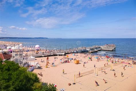 Gdansk, Poland - August 3, 2019: People Relaxing on the Beach with ...