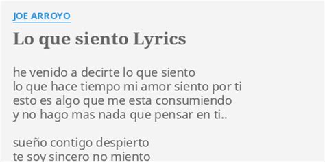 "LO QUE SIENTO" LYRICS by JOE ARROYO: he venido a decirte...