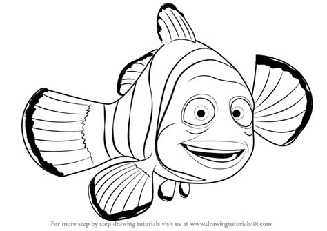 How to Draw Marlin from Finding Nemo (Finding Nemo) Step by Step | DrawingTutorials101.com