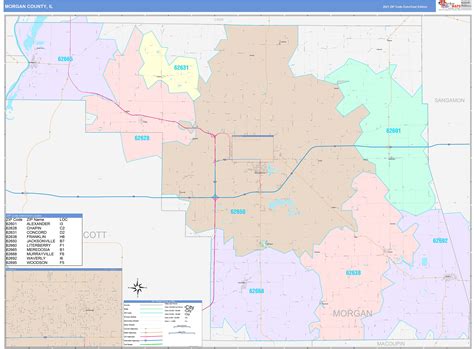 Morgan County, IL Wall Map Color Cast Style by MarketMAPS - MapSales