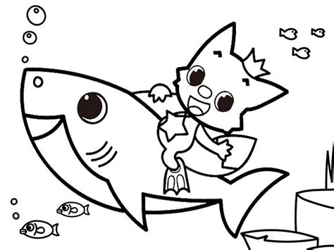 Pinkfong Riding Baby Shark Coloring Page - Free Printable Coloring Pages for Kids